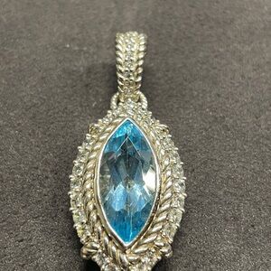 Judith Ripka 925 Silver with Marquise Blue Topaz and CZ Gemstones
